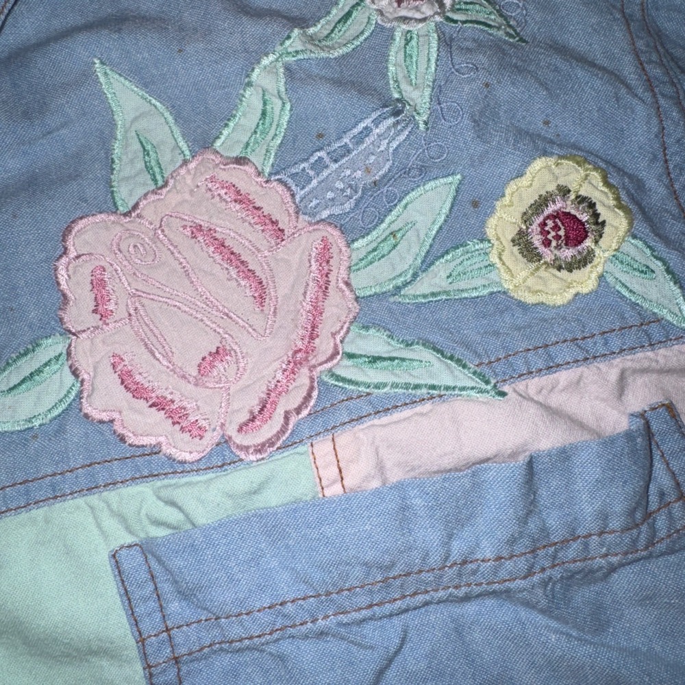 Styles To Go Button Down Shirt Womens 12 Multicolor Pastel Floral Embroidered - Picture 3 of 11